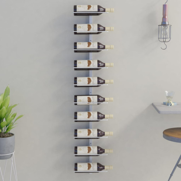 Garrafeira de parede para 10 garrafas de metal branco D