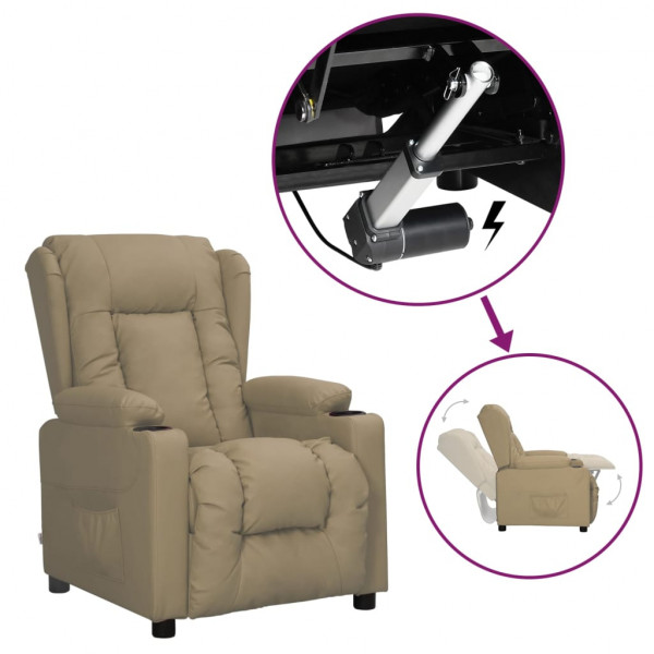 Sillón reclinable elevable cuero sintético capuchino Sillón reclinable elevable cuero sintético capuchino D