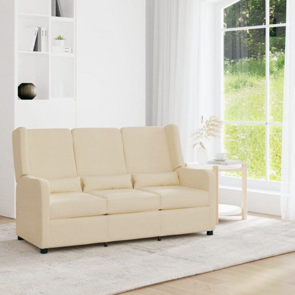 Sofá reclinable de 3 plazas de tela color crema D