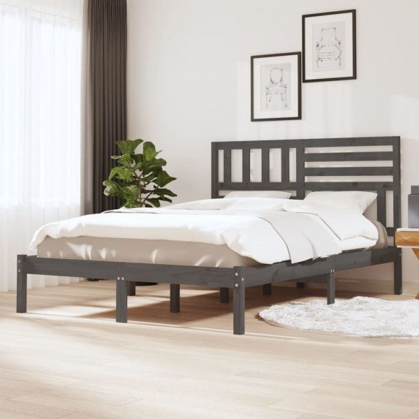 Estrutura de cama madeira maciça de pinho cinza 120x200 cm D