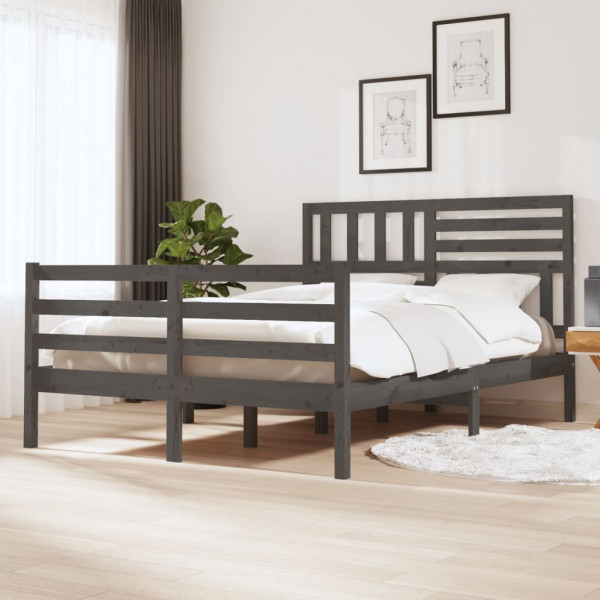 Estructura de cama madera maciza gris 120x190 cm D