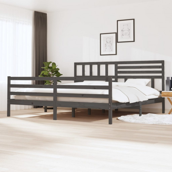 Estructura de cama madera maciza gris 180x200 cm D