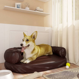 Cama para cachorro em espuma de couro sintético marrom 75x53 cm D