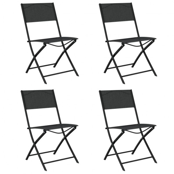 Cadeiras de jardim dobráveis 4 unidades de aço e têxtil preto D