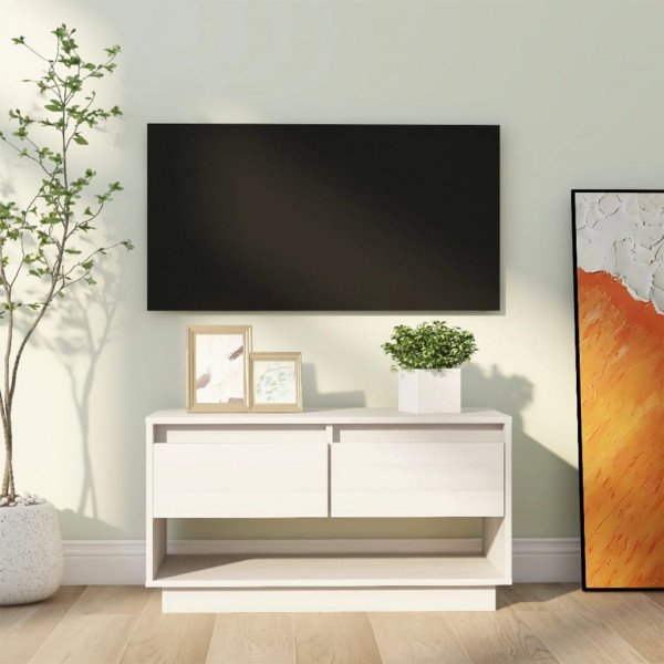 Móvel TV em madeira maciça de pinho branco 74x34x40 cm D