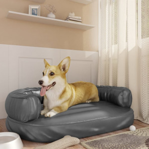 Cama para cão em espuma de couro sintético cinza 88x65 cm D