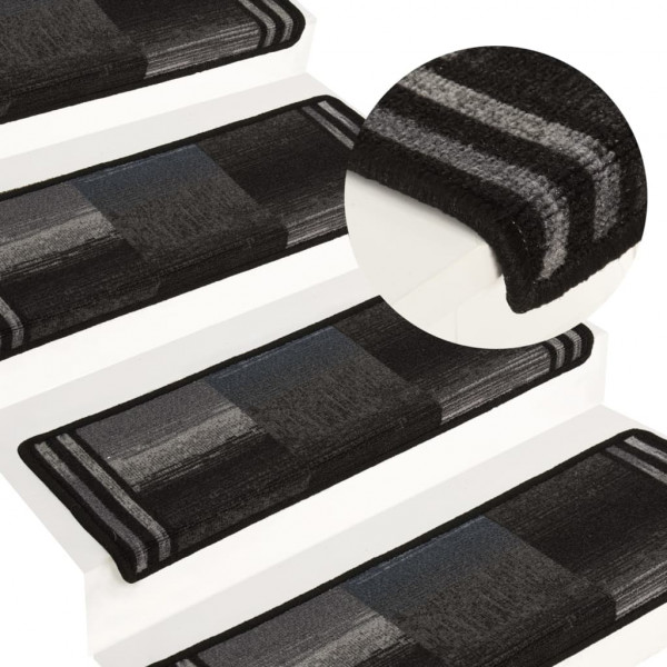 Alfombrilla escalera autoadhesivas 10uds negro y gris 65x21x4cm D