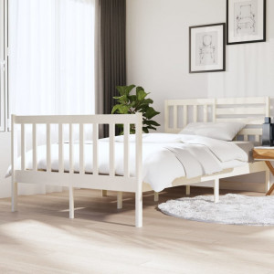 Estructura de cama de madera maciza blanco 120x190cm D