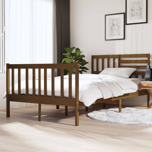 Estructura de cama de madera maciza marrón miel 120x190 cm D