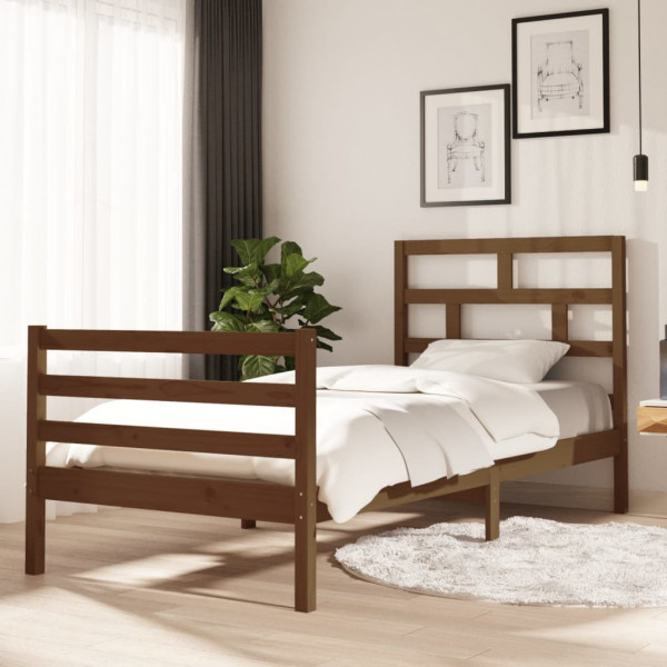 Estrutura da cama madeira maciça pinho marrom mel 90x200 cm D