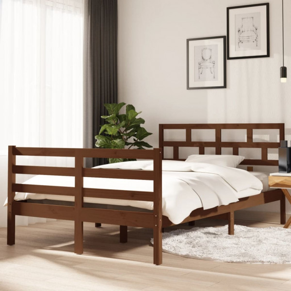 Estructura de cama madera maciza pino marrón miel 120x200 cm D