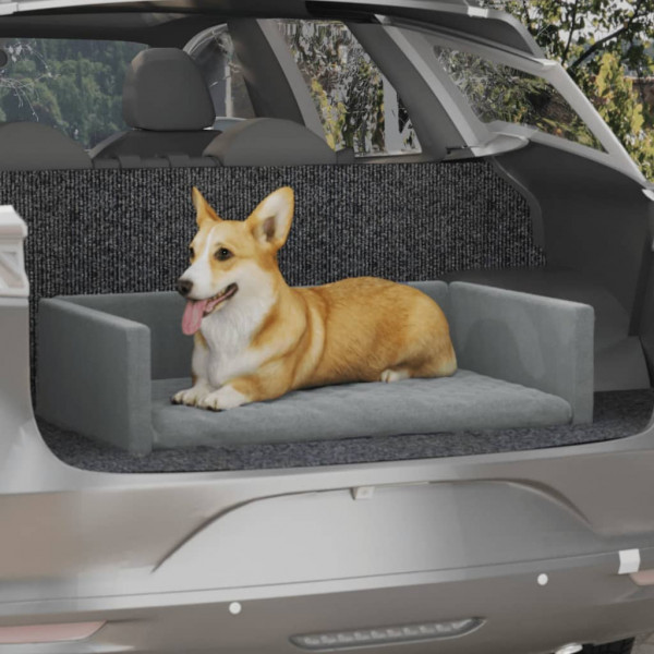 Cama de maletero coche para perros aspecto lino gris 90x60 cm D