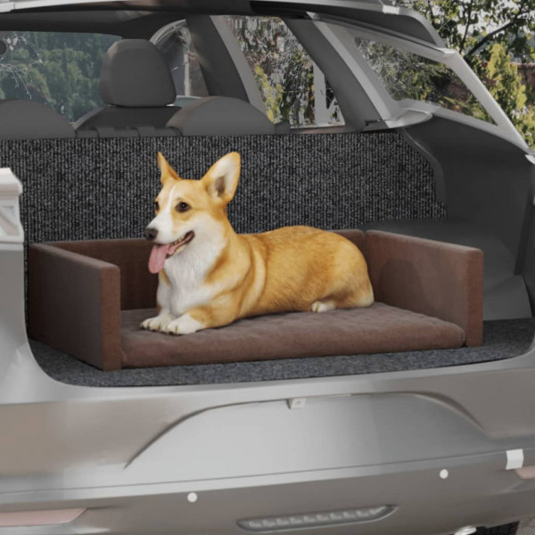 Cama de maletero para perros aspecto de lino marrón 90x60 cm D