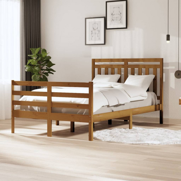 Estrutura da cama madeira maciça marrom mel duplo 120x190 cm D
