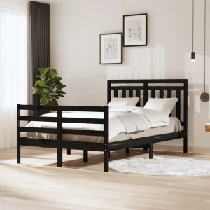 Estructura de cama madera maciza negra 120x200 cm D