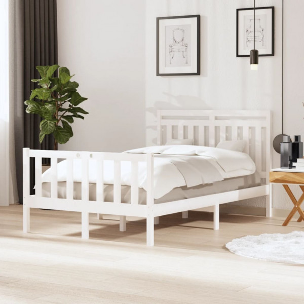 Estrutura de cama madeira maciça branca pequena dupla 120x190cm D