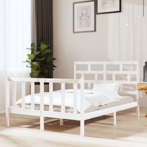 Estructura de cama de madera maciza de pino blanco 140x190 cm D