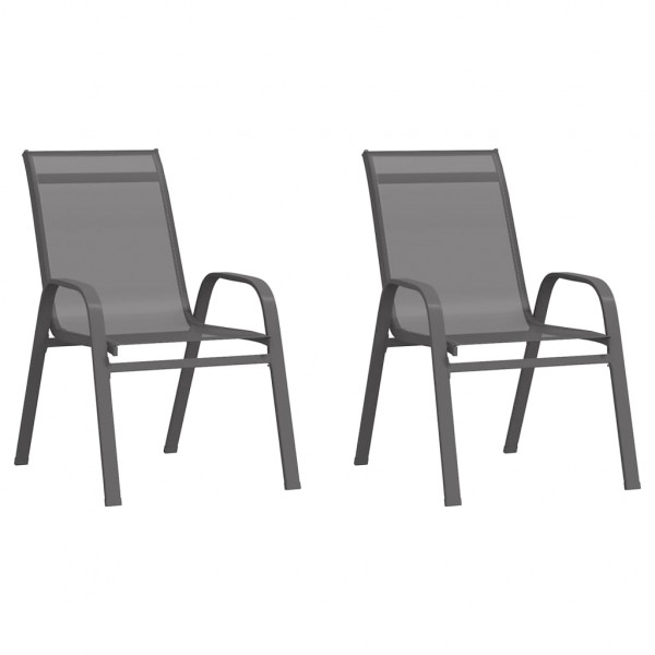 Cadeiras de jardim empilháveis 2 unidades de textileno cinza D