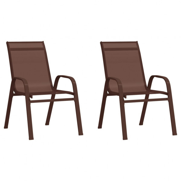 Cadeiras de jardim empilháveis 2 unidades de tecido marrom D