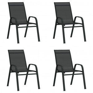 Cadeiras de jardim empilháveis 4 unidades em têxtil preto D