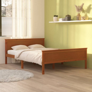 Estructura de cama madera maciza pino marrón miel 160x200 cm D