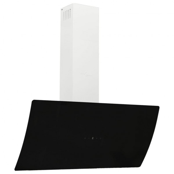 Campana extractora de pared acero vidrio templado negro 90 cm D