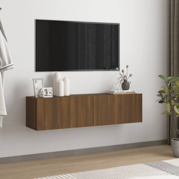 Mueble pared TV madera contrachapada roble marrón 120x30x30 cm D