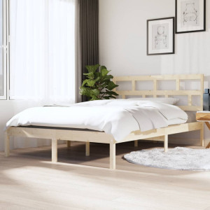 Estructura de cama madera maciza 135x190 cm D
