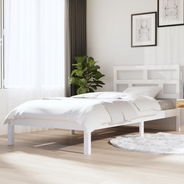 Estrutura de cama madeira maciça de pinho branco 90x200 cm D