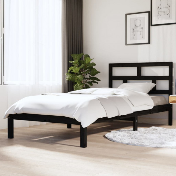 Estructura de cama madera maciza de pino negro 100x200 cm D