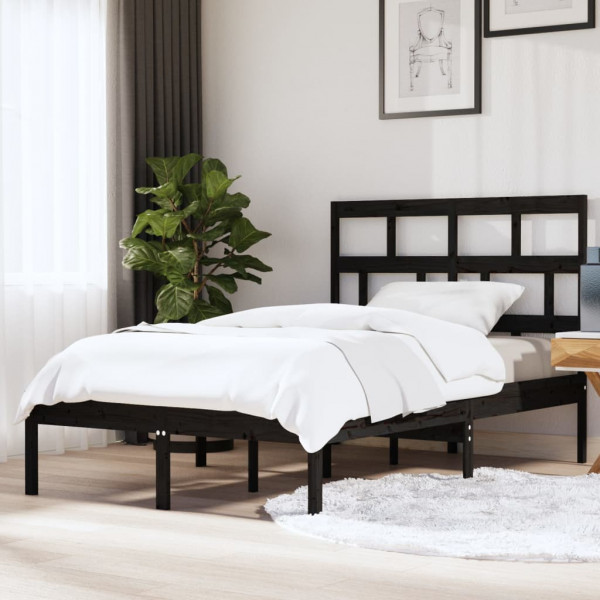 Estructura de cama de madera maciza de pino negro 140x200 cm D