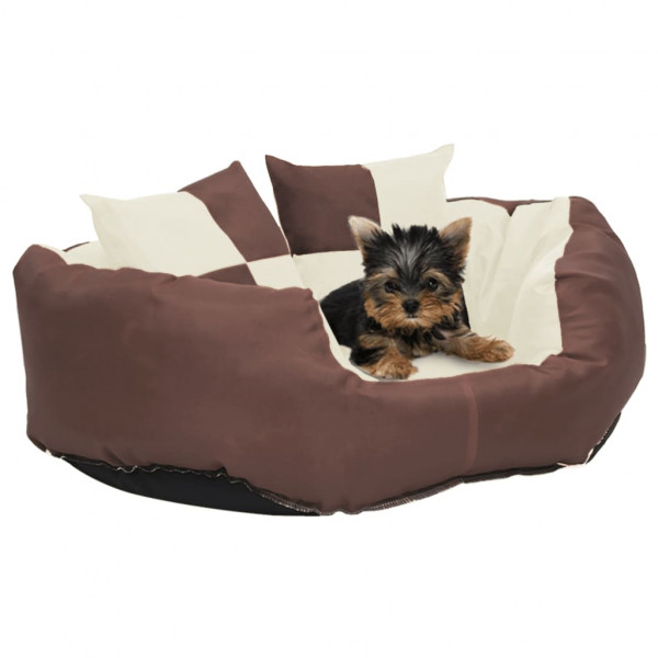 Almofada cão reversível e lavável marrom e creme 65x50x20cm D