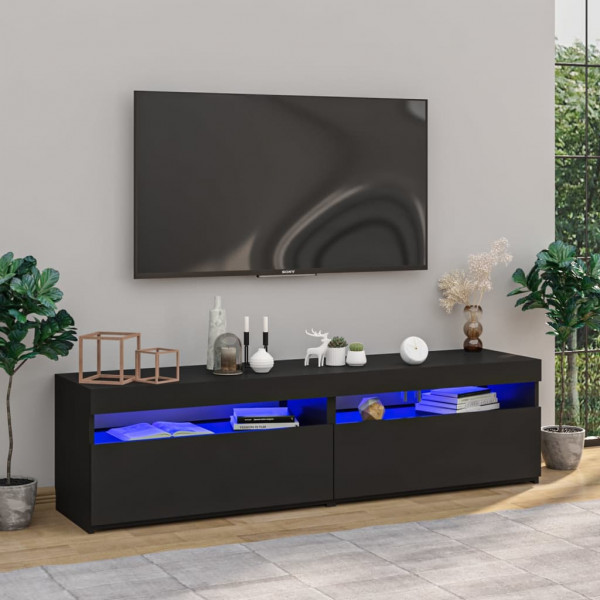 Muebles de TV con luces LED 2 unidades negro 75x35x40 cm D