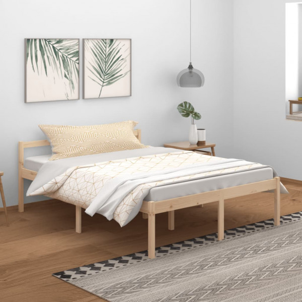 Estructura de cama madera maciza de pino 150x200 cm Estructura de cama madera maciza de pino 150x200 cm D
