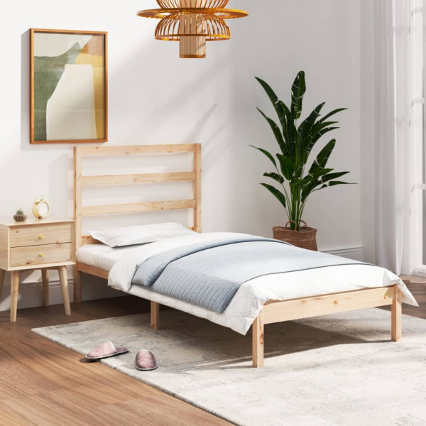 Estrutura de cama individual em madeira maciça 90x190 cm D