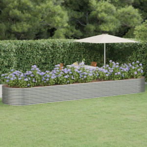 Jardinera arriate acero recubrimiento polvo plata 584x140x68 cm D