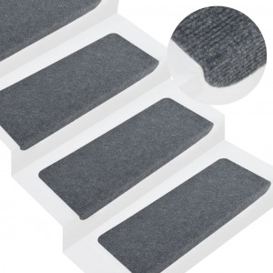 Almofada auto-adhesiva de escada 15 uds cinza 65x24.5x3.5 cm D