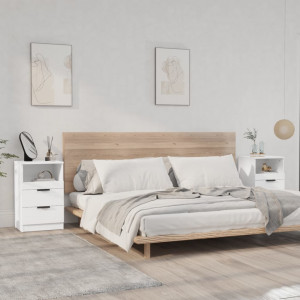 Mesitas de noche 2 uds madera contrachapada color blanco D