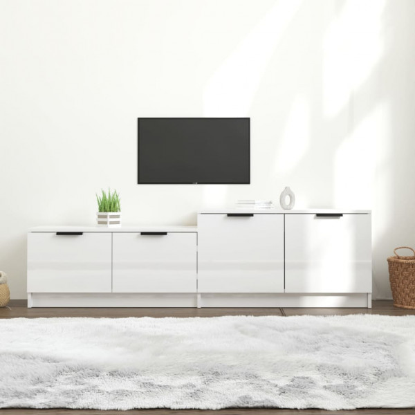 Mobiliário de televisão madeira de contraplacado branco brilhante 158.5x36x45 cm D