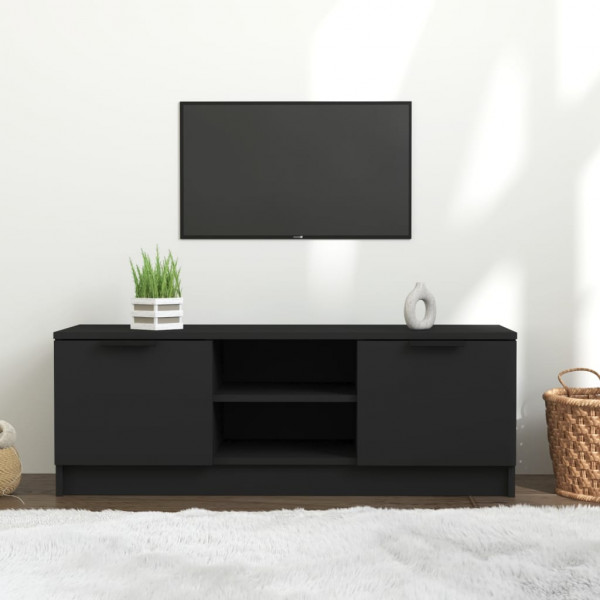 Mueble de TV madera contrachapada negro 102x35x36.5 cm D