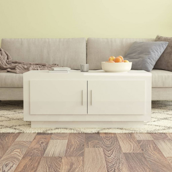 Mesa de centro madera contrachapada blanco brillo 102x50x45 cm D