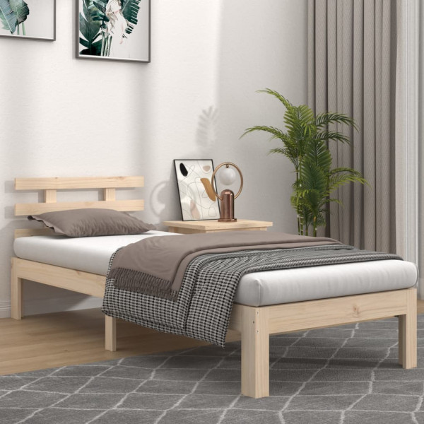 Estrutura de cama de madeira maciça 75x190 cm D