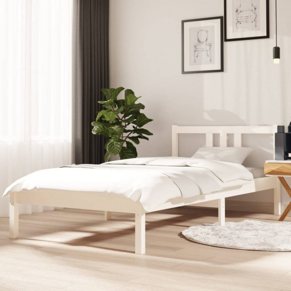 Estructura de cama madera maciza blanco 90x190 cm D