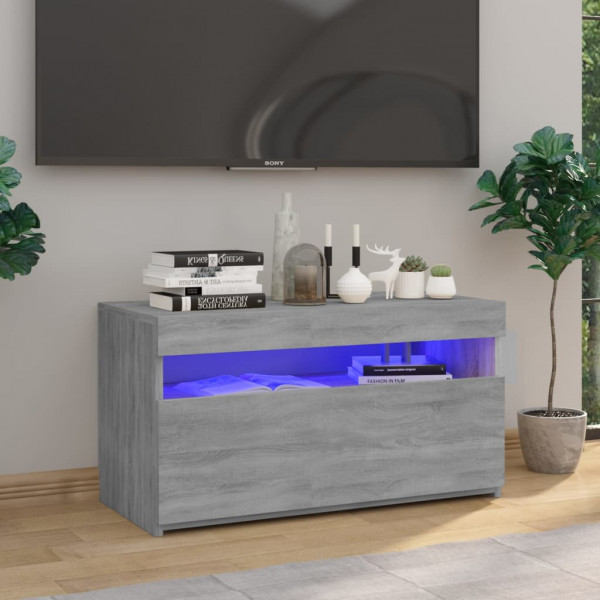 Mueble de TV con luces LED gris Sonoma 75x35x40 cm D
