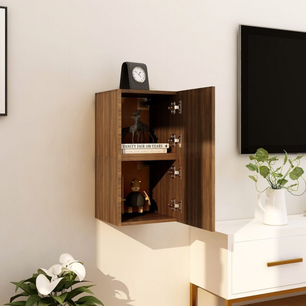 Muebles para TV de pared 2 uds roble marrón 30.5x30x30 cm D