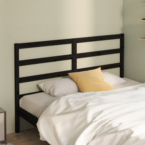 Cabeça de cama madeira maciça de pinho preto 126x4x100 cm D