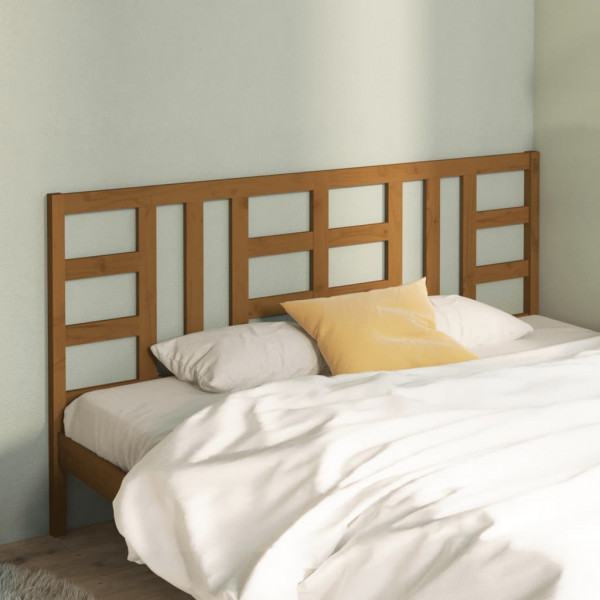 Cabecero de cama madera maciza de pino marrón miel 206x4x100 cm D