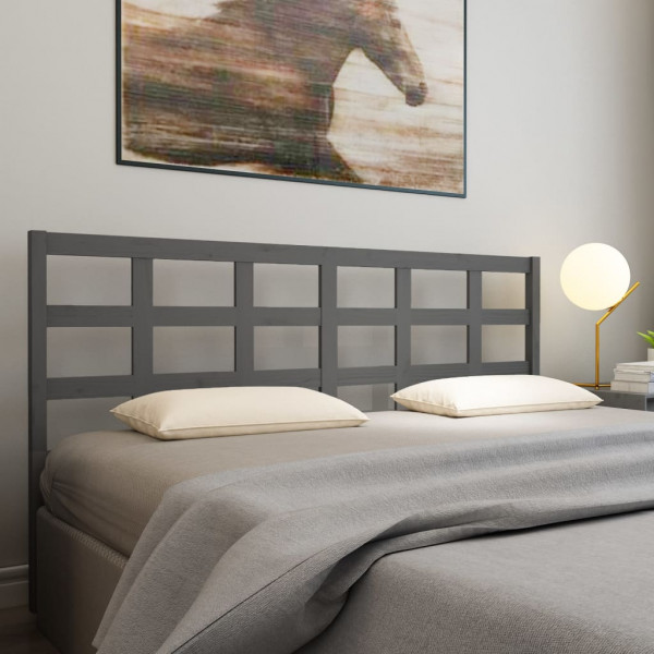 Cabeça de cama madeira maciça de pinho cinza 185.5x4x100 cm D