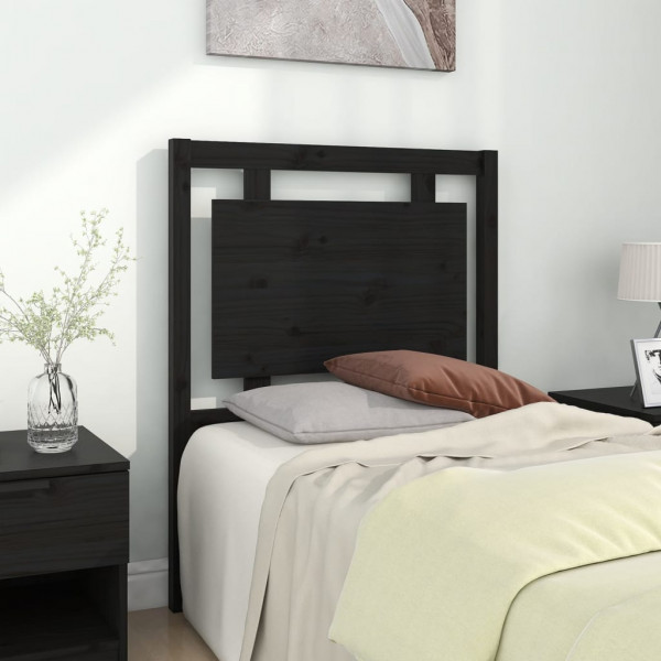 Cabeça de cama madeira maciça de pinho preto 80,5x4x100 cm D