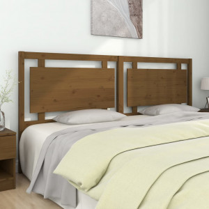 Cabecero de cama madera maciza de pino marrón miel 205x4x100 cm D